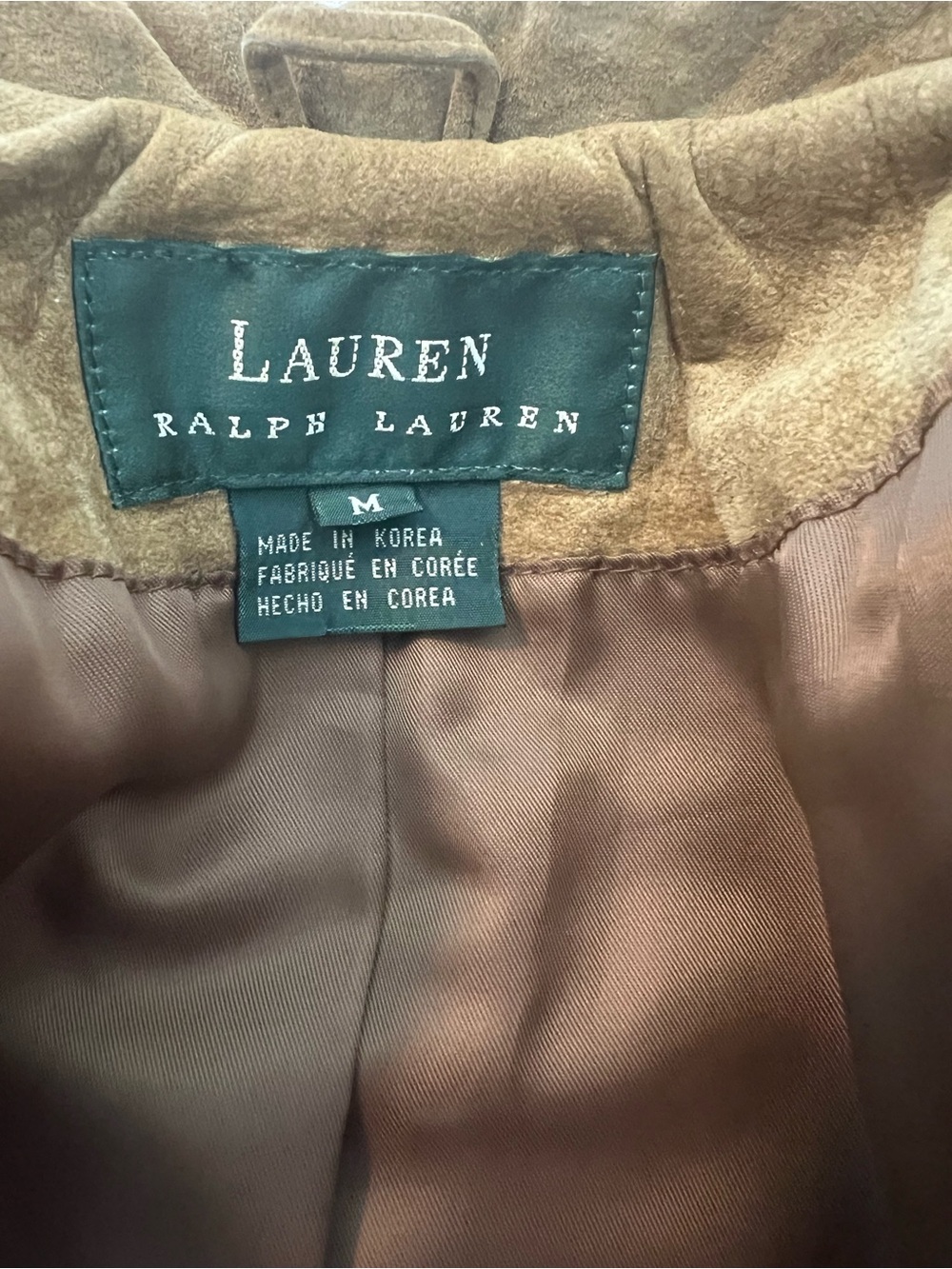 Women’s Lauren Ralph Lauren Suede Leather Blazer Jacket Tan Size Medium Western - Picture 9 of 12